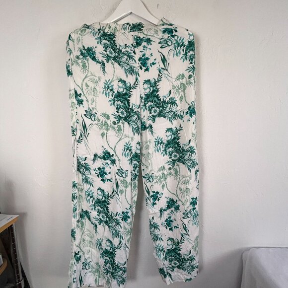 Anthropologie Ett:Twa Womens Christina Wide Leg Pants Size 2 Green White Casual - Picture 2 of 11